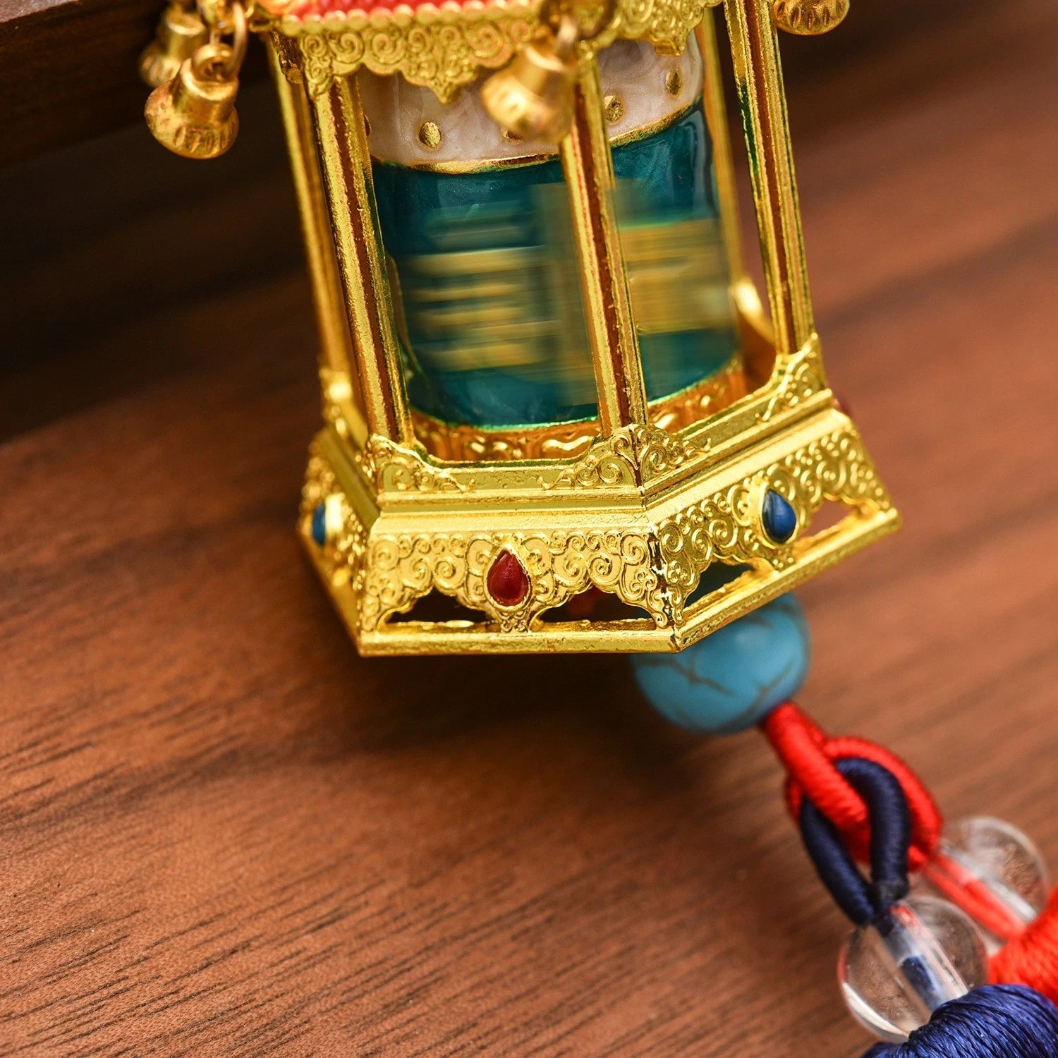 Car Hanging Ornament Prayer Wheel Pendant Bodhi Relic Stupa Amulet Feng Shui 07FC0E-D4 - KOEEK