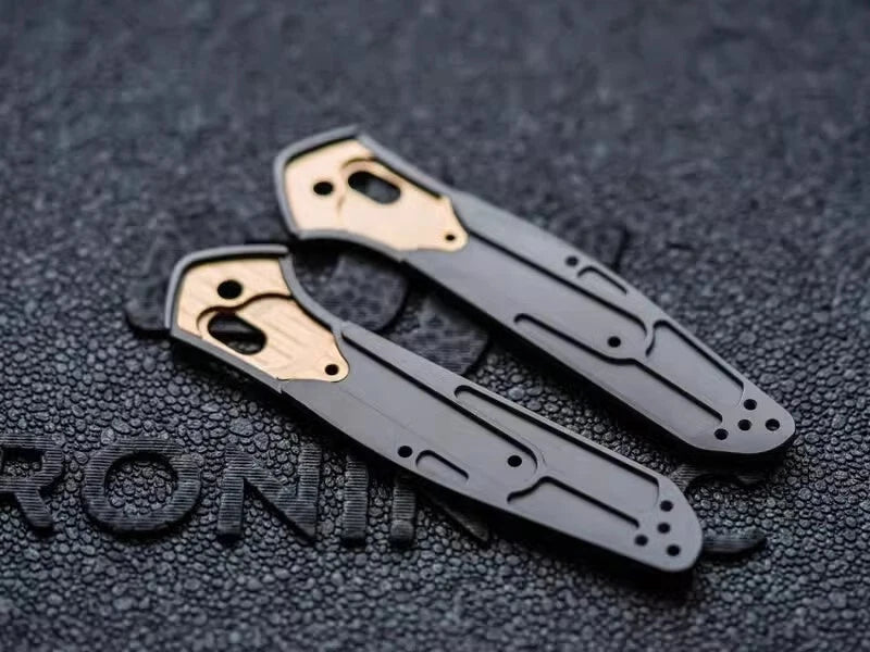 1 Pair Titanium Inlaid With Brass Handle Scales for Benchmade 940 Osborne Knives 07FC0E-D4 - KOEEK