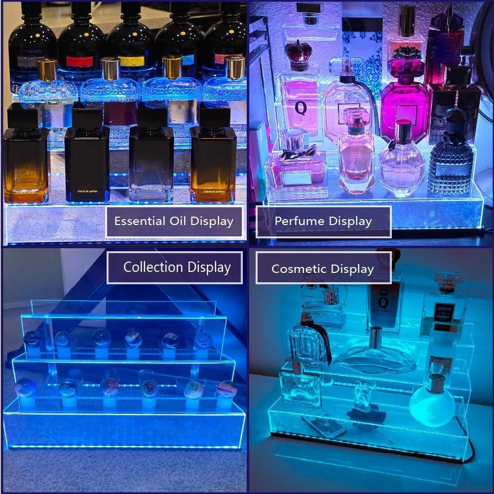 12-inch transparent acrylic display rack with LED lights, three tiers 07FC0E-D4 - KOEEK