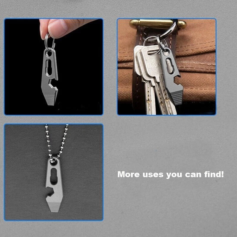 EDC Mini Titanium Alloy Keychain Multi Tool Pocket Pry Bar Crowbar Opener Cutter 07FC0E-D4 - KOEEK