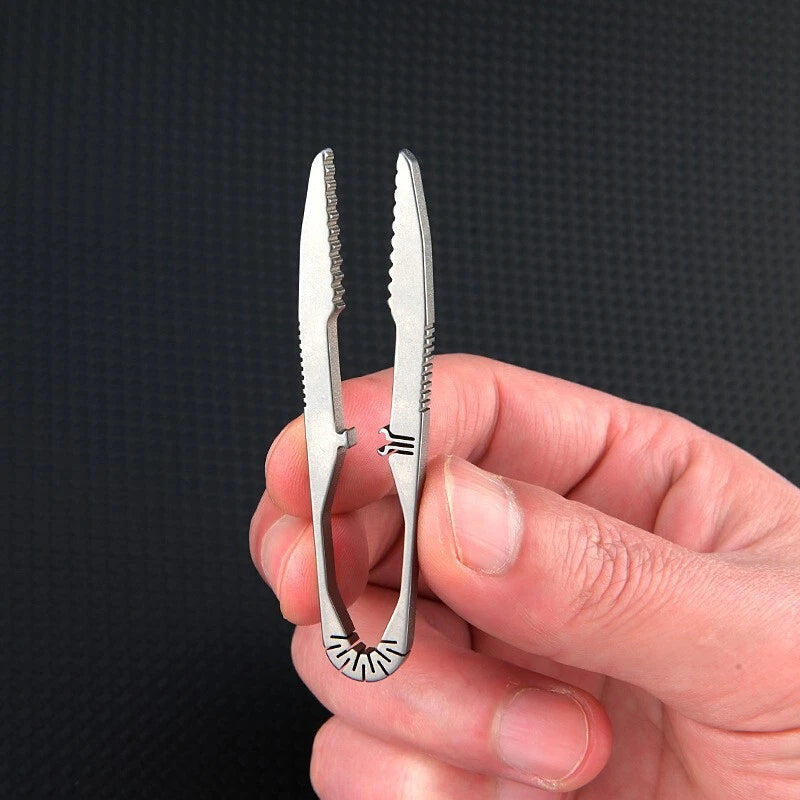 Titanium Snap Tweezers Flat Head Clip Portable Outdoor Keychain Small EDC Tool 07FC0E-D4 - KOEEK