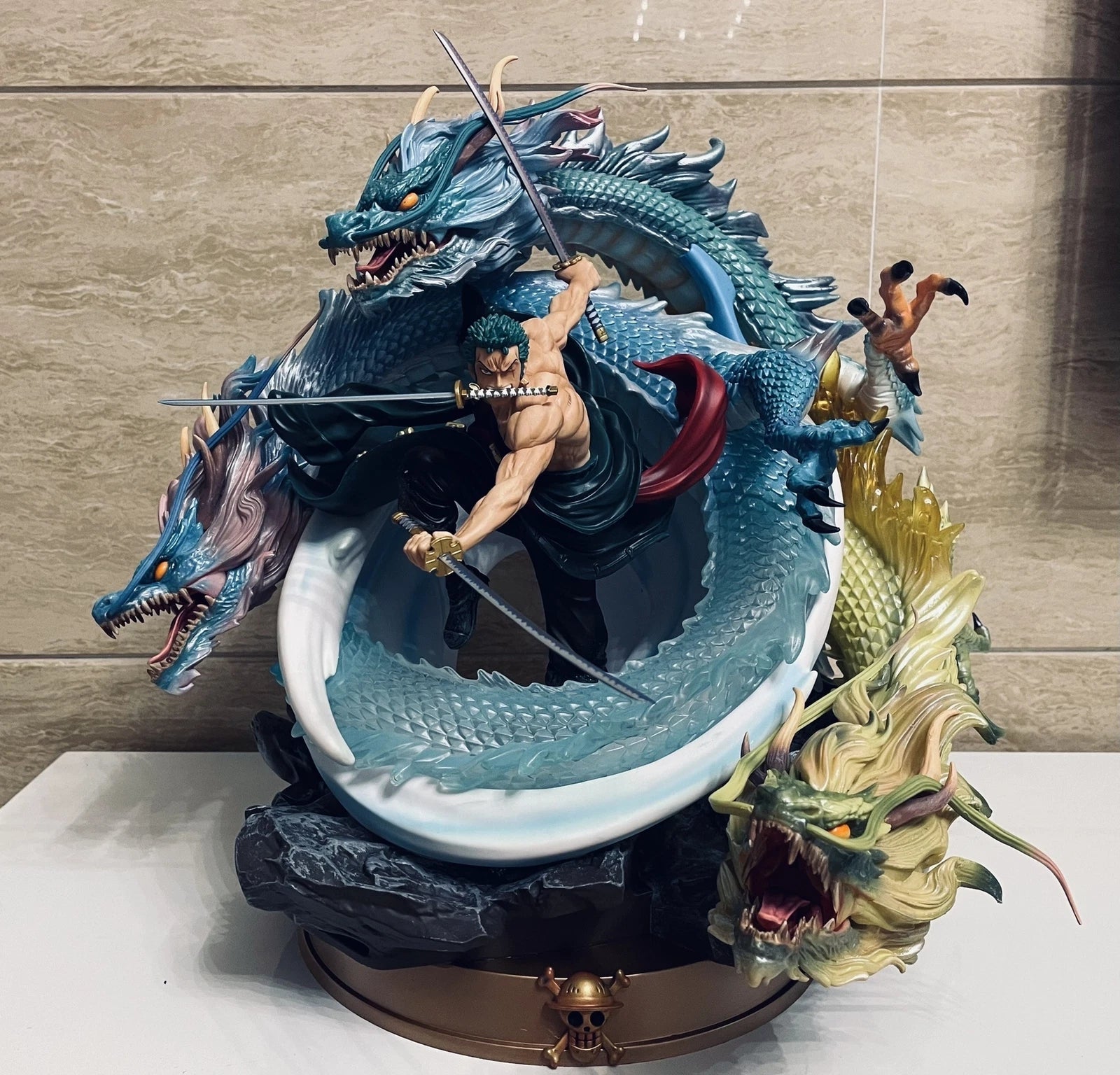 Roronoa Zoro JK Statue w/ 2 Heads Collectible Anime Action Figure 50cm PVC Model 07FC0E-D4 - KOEEK