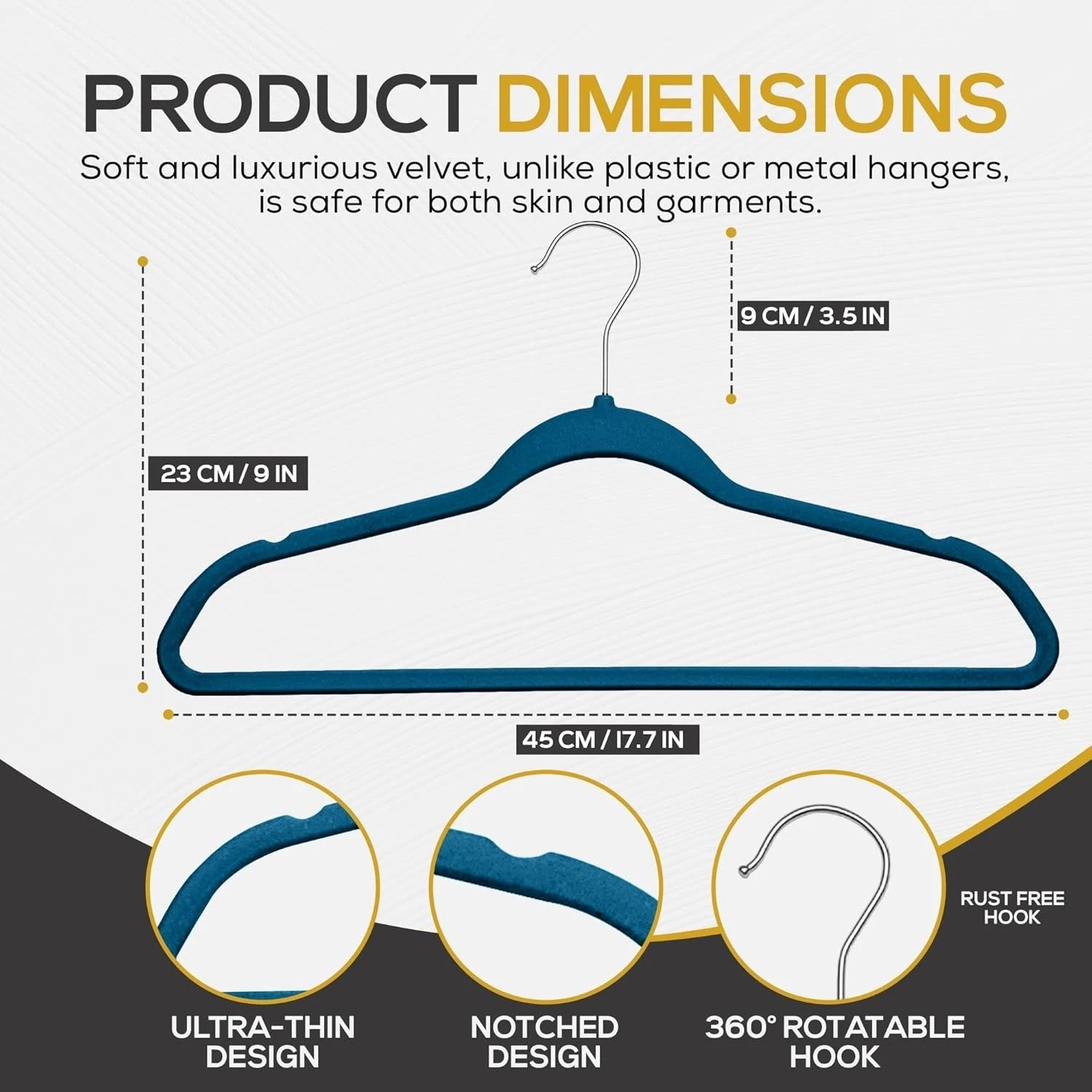 High-end velvet clothes hangers, pack of 50, ultra-thin non-slip adult felt 07FC0E-D4 - KOEEK