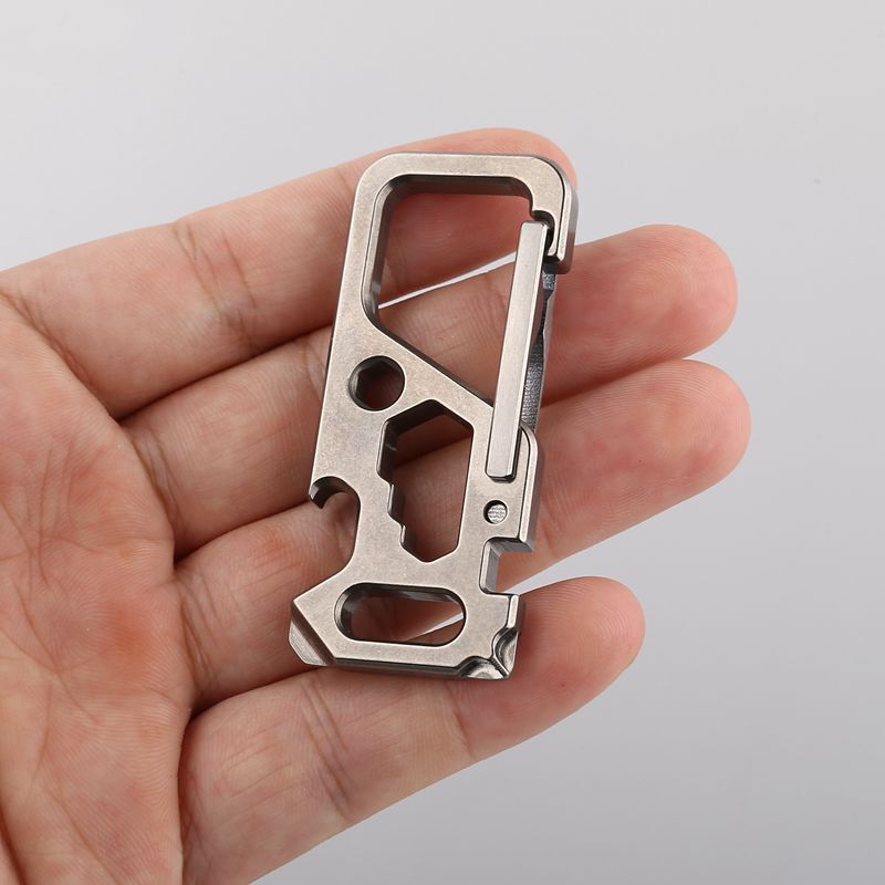 TC4 Titanium Alloy Car Keychain Outdoor Carabiner Bottle Opener EDC Multi-Tools 07FC0E-D4 - KOEEK