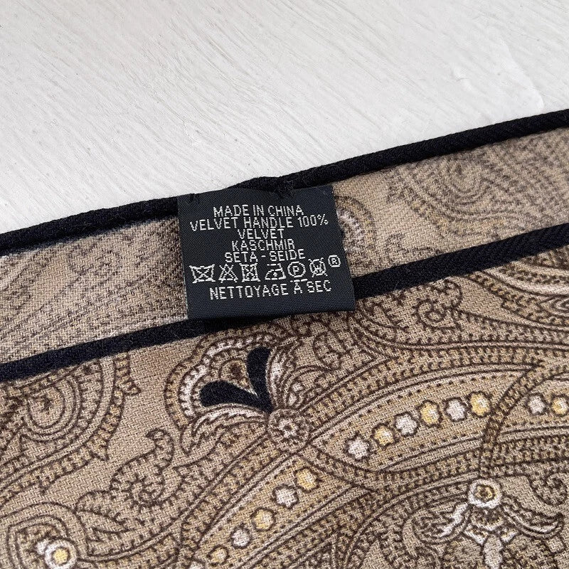 Mens Paisley Pattern Old Money Style Neutral Color Scarf Shawl Velvet Bandana 07FC0E-D4 - KOEEK