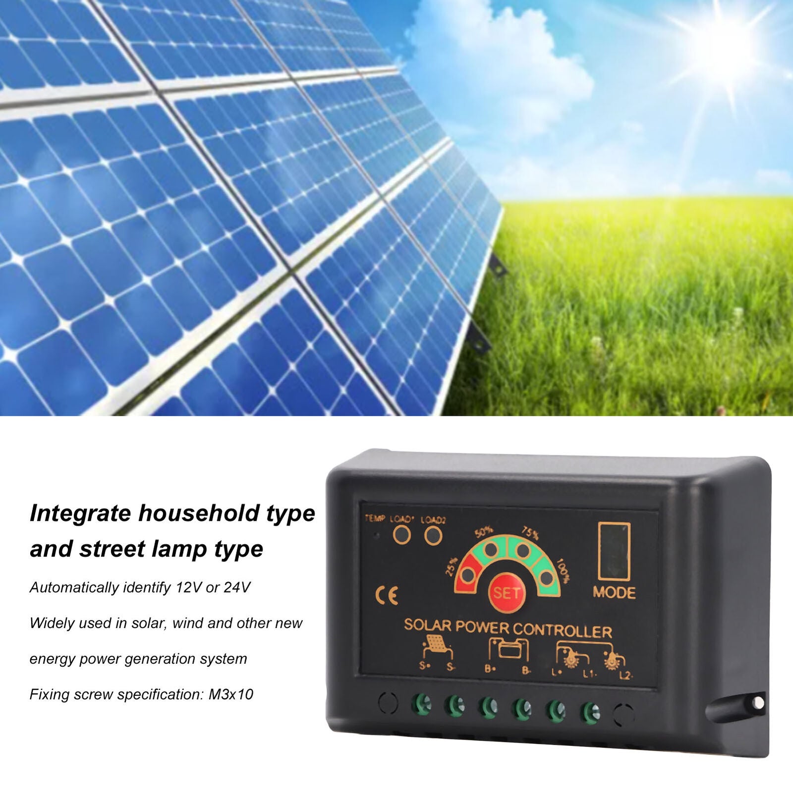 new Multifunction Solar Controller 15A SolarPanel Charging Regulator 12V 24V koeek - KOEEK