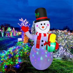 5Ft Inflatable Snowman Christmas Outdoor Yard with Rotating LED Lights Decor 07FC0E-D4 - KOEEK