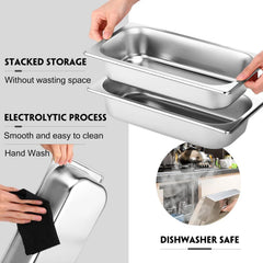 10 Pack Hotel Pan, Stainless Steel Steamer, 1/3 Size, 0.8 mm Thick 07FC0E-D4 - KOEEK