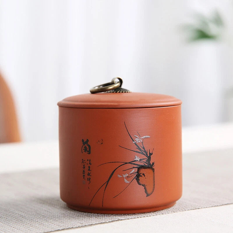 1pc Purple Clay Tea Jar Travel Tea Bag Storage Box Portable Sealed Tea Caddy 07FC0E-D4 - KOEEK