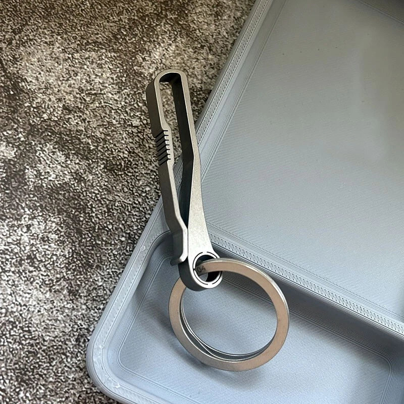 Titanium Alloy Keychain Belt Waist Hanging Buckle Keyboard Tool w/ Key Ring EDC 07FC0E-D4 - KOEEK