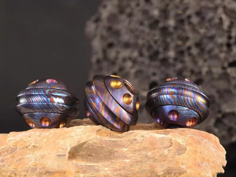 Titanium Damascus Knife Lanyard Bead Necklace Paracord Pendant Fidget Spinner- 07FC0E-D4 - KOEEK