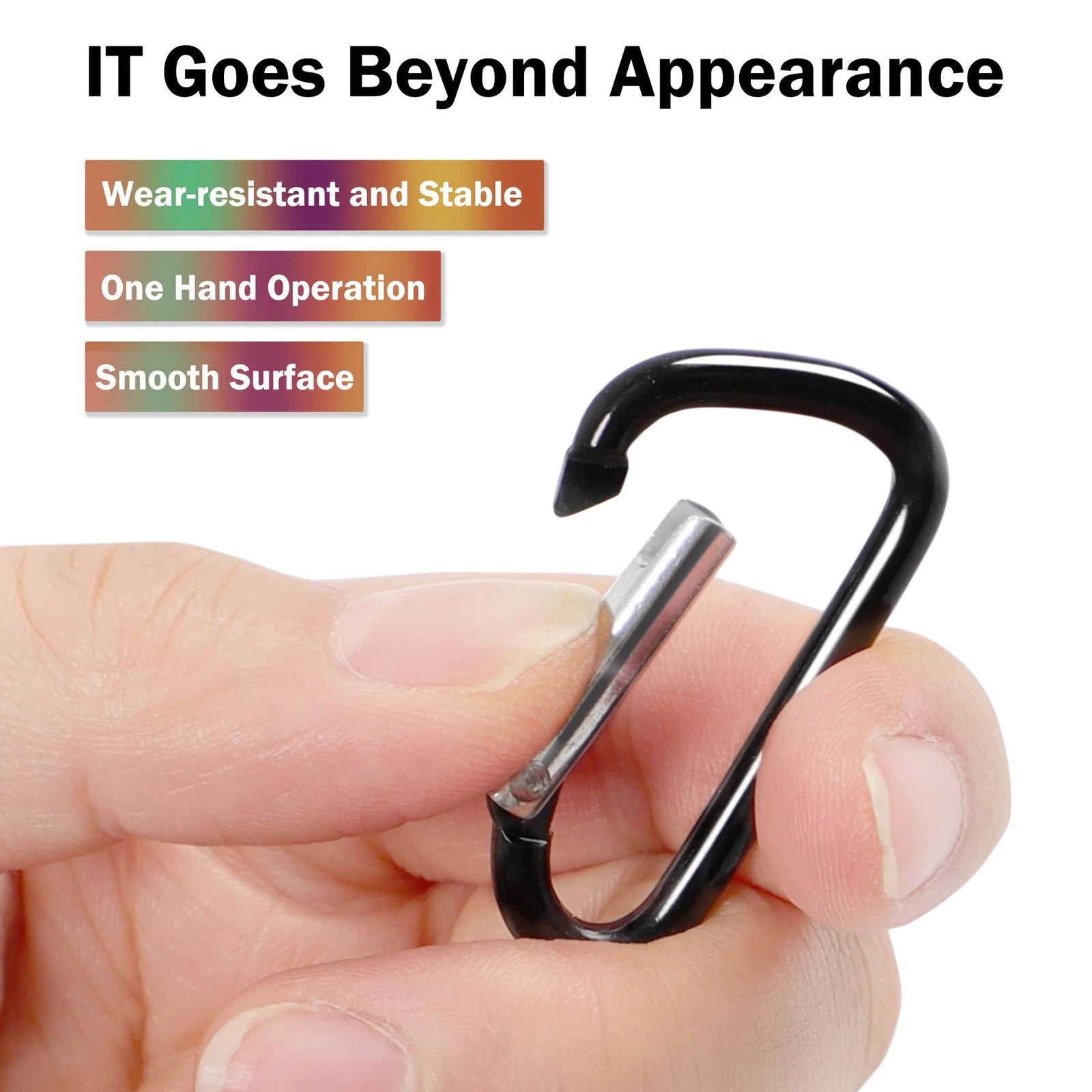 5 PCS D Shape Black Aluminum Carabiner Clip Snap Hook Small Camping 07FC0E-D4 - KOEEK