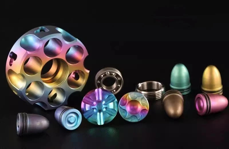 Titanium Alloy Hand Twisting Spinning Top Gyro Gyroscope EDC Fidget Spinner Toy 07FC0E-D4 - KOEEK