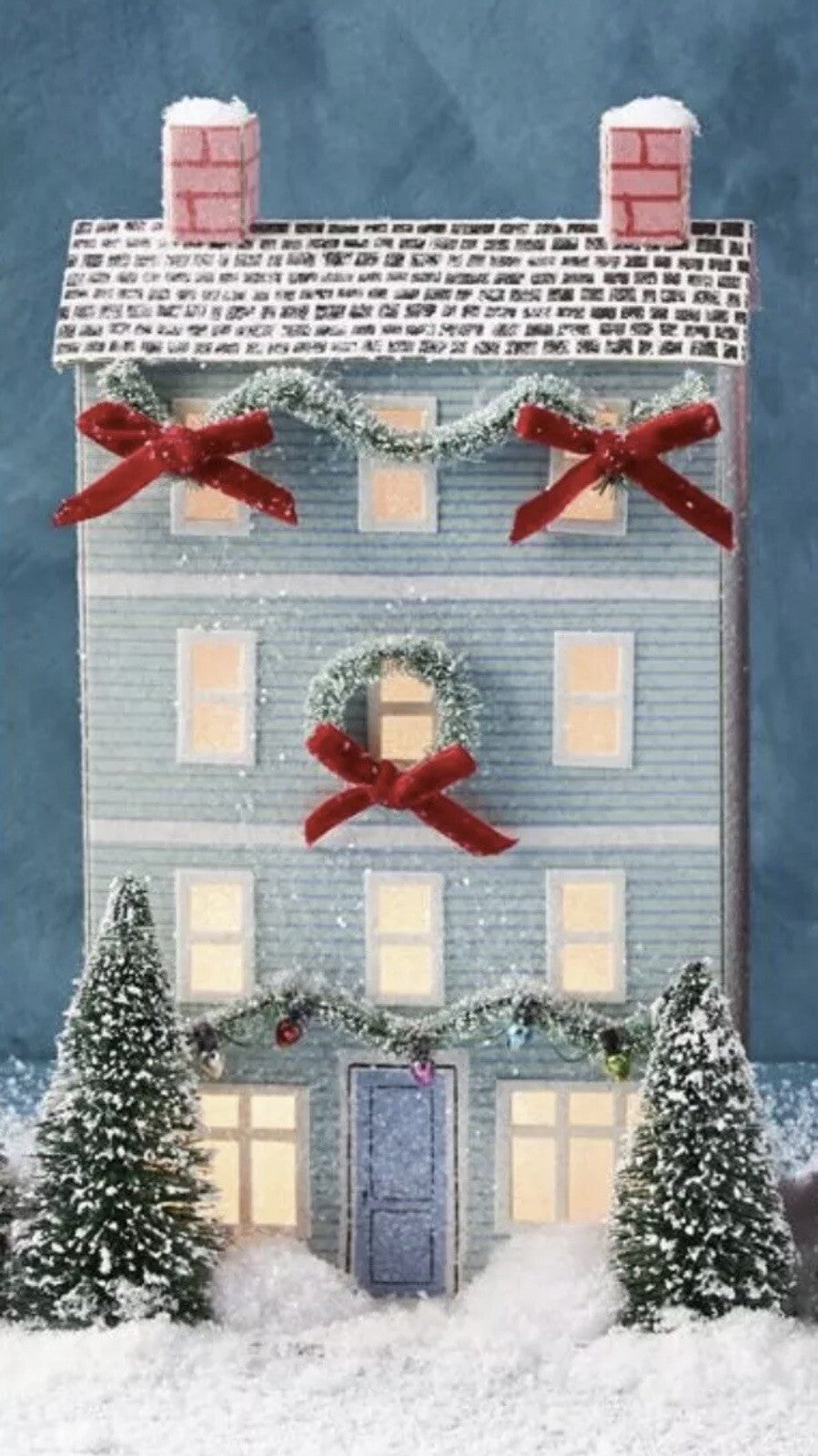 Anthropologie George & Viv Light-Up Holiday Village Townhouse Mint House Green ANTHROPOLOGIE - KOEEK