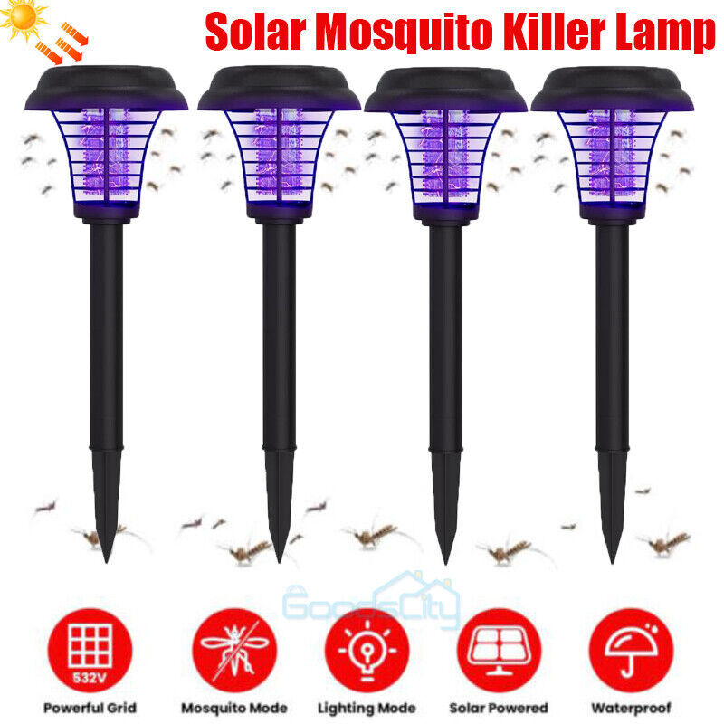 new 2 4 Solar Fly Zapper Mosquito Bug Insect Killer LED Light Trap Pest Control Lamp