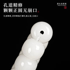 White Jade Bodhi Root 108 Bodhi Beads Rosary Beads Buddha Beads Bracelet 07FC0E-D4 - KOEEK