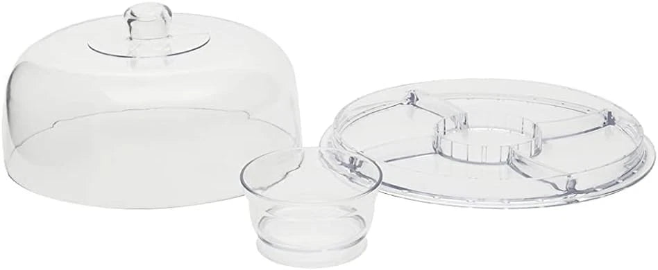(12") 6 in 1 Acrylic Cake Stand with Dome Lid Multifunctional Serving Plate 07FC0E-D4 - KOEEK