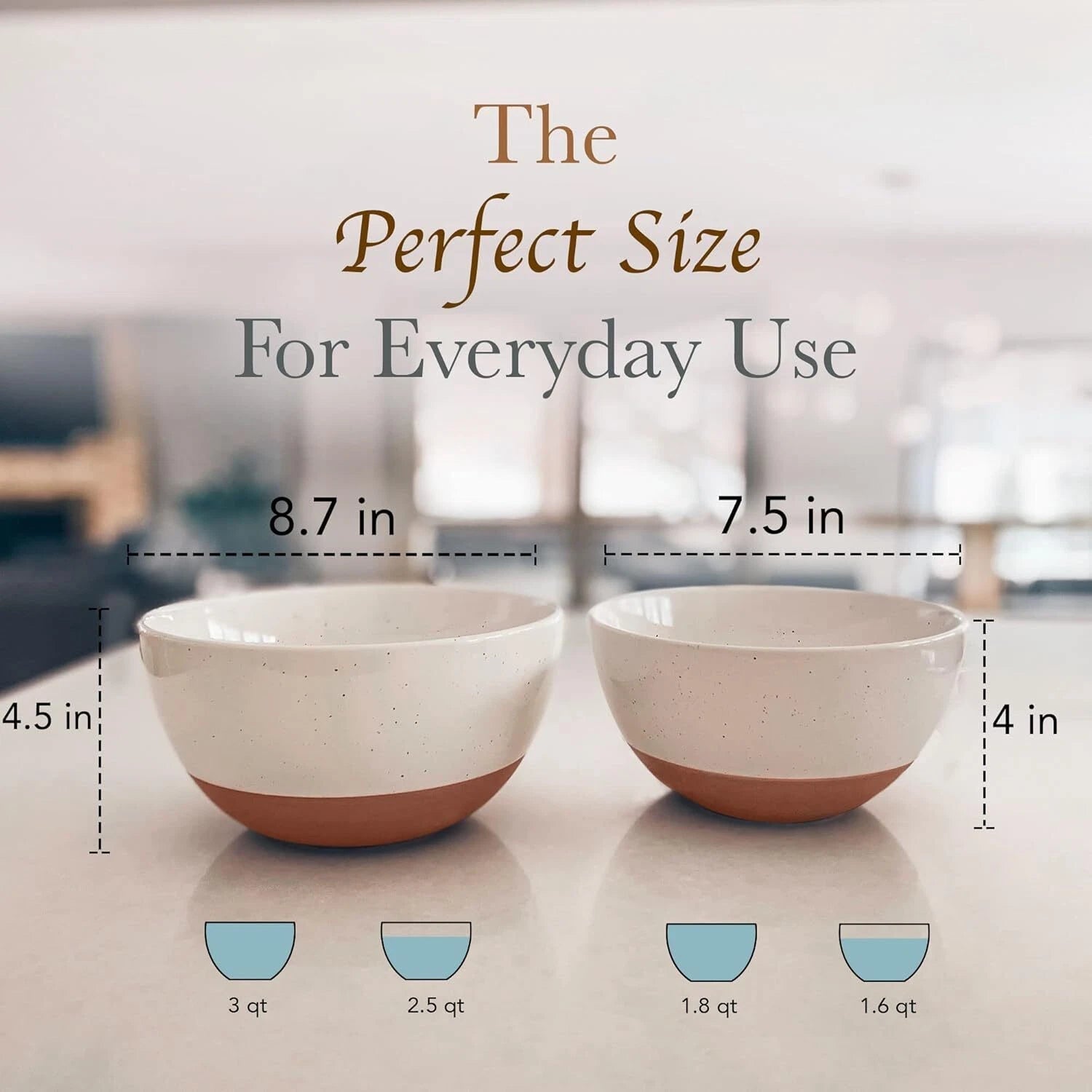 Ceramic Large Mixing Bowls Set of 2 Nesting Bowls Extra Large 2.5 and 1.6 Quart 07FC0E-D4 - KOEEK