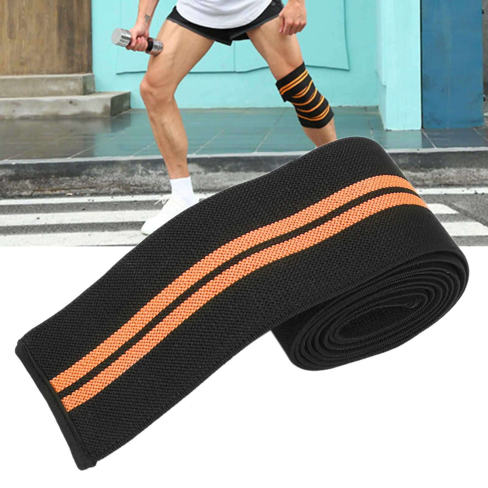 new Knee Wrap Compression Knee Brace For Weightlifting Training(Black Orange ) HGF koeek - KOEEK