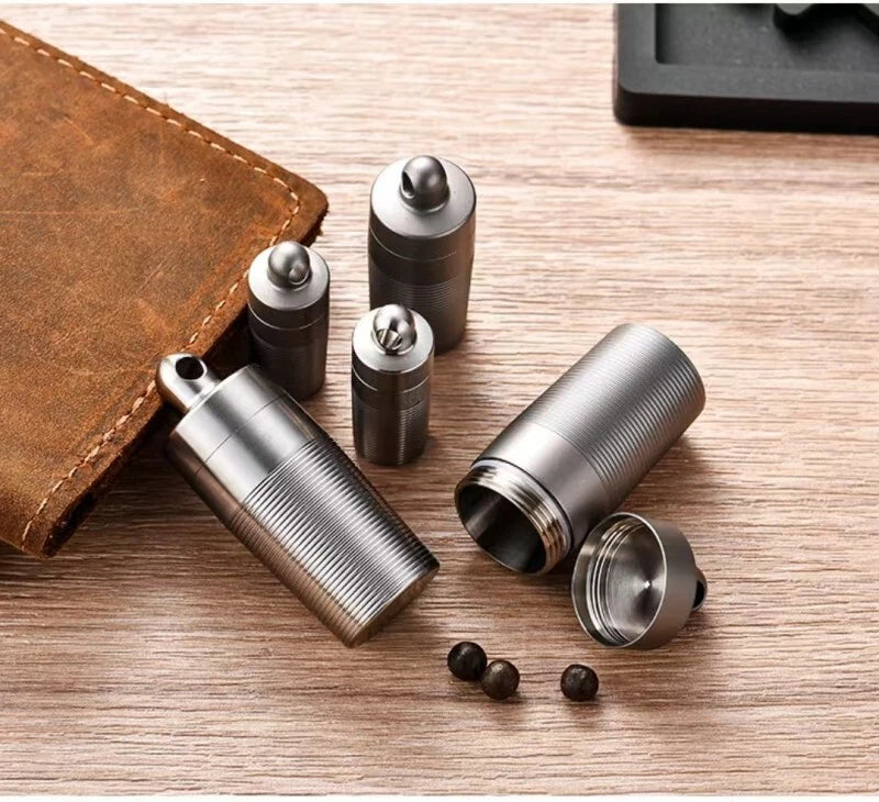 Pure Titanium Pill Holder Organizer Container Case Waterproof Portable EDC 07FC0E-D4 - KOEEK