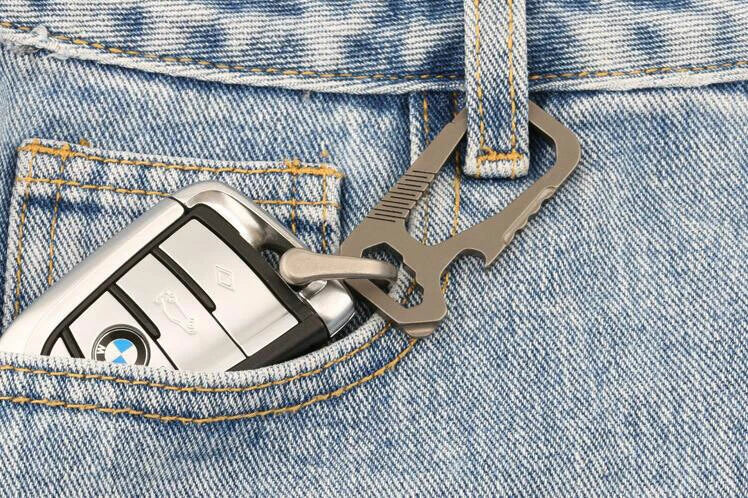 EDC Outdoor Titanium TC4 Key Chain Carabiner Bottle Opener Portable Multi Tool 07FC0E-D4 - KOEEK