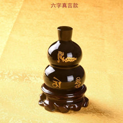 Obsidian Gourd Figurine Six Word Mantra Feng Shui Home Entryway Decor 07FC0E-D4 - KOEEK