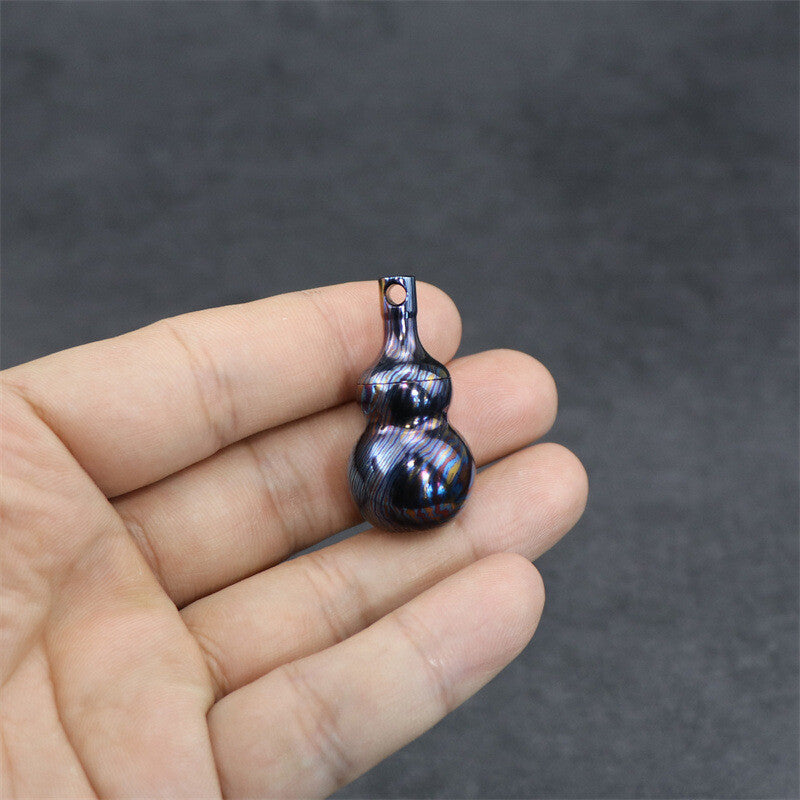 Titanium Damascus Gourd Pill Case Holder Container Box Waterproof Keychain EDC 07FC0E-D4 - KOEEK