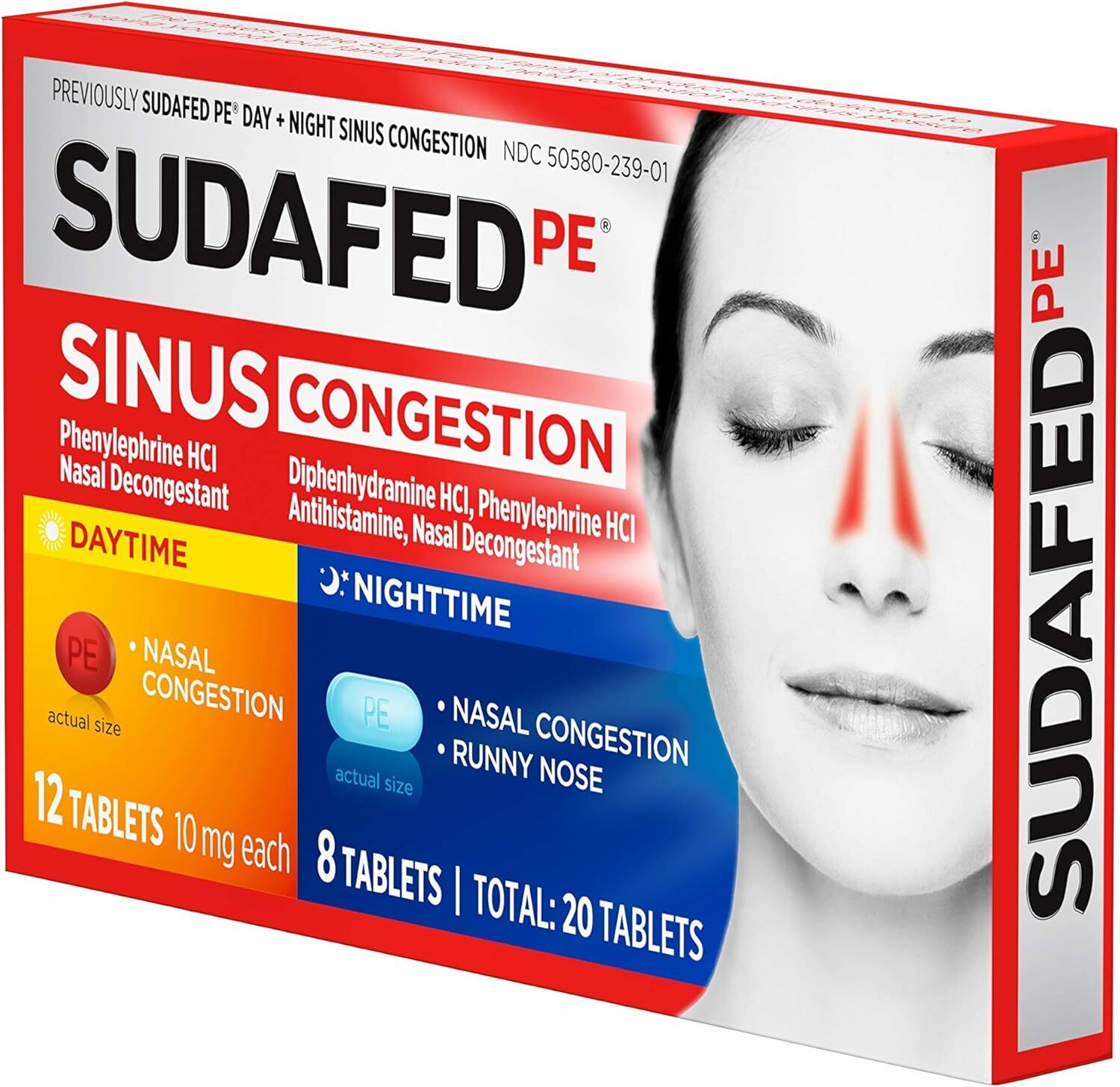 new Sudafed PE Day and Night Sinus Pressure & Congestion Tablets, 20 Count SUDAFED - KOEEK