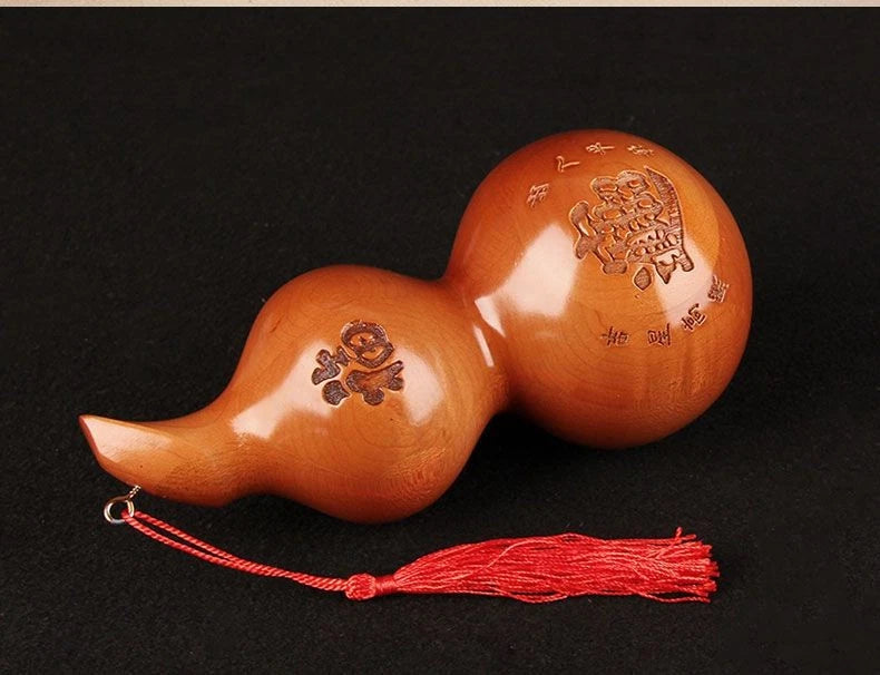 Peach Wood Taiji Bagua Fu Gourd Hanging Ornament Feng Shui Home Decor 07FC0E-D4 - KOEEK