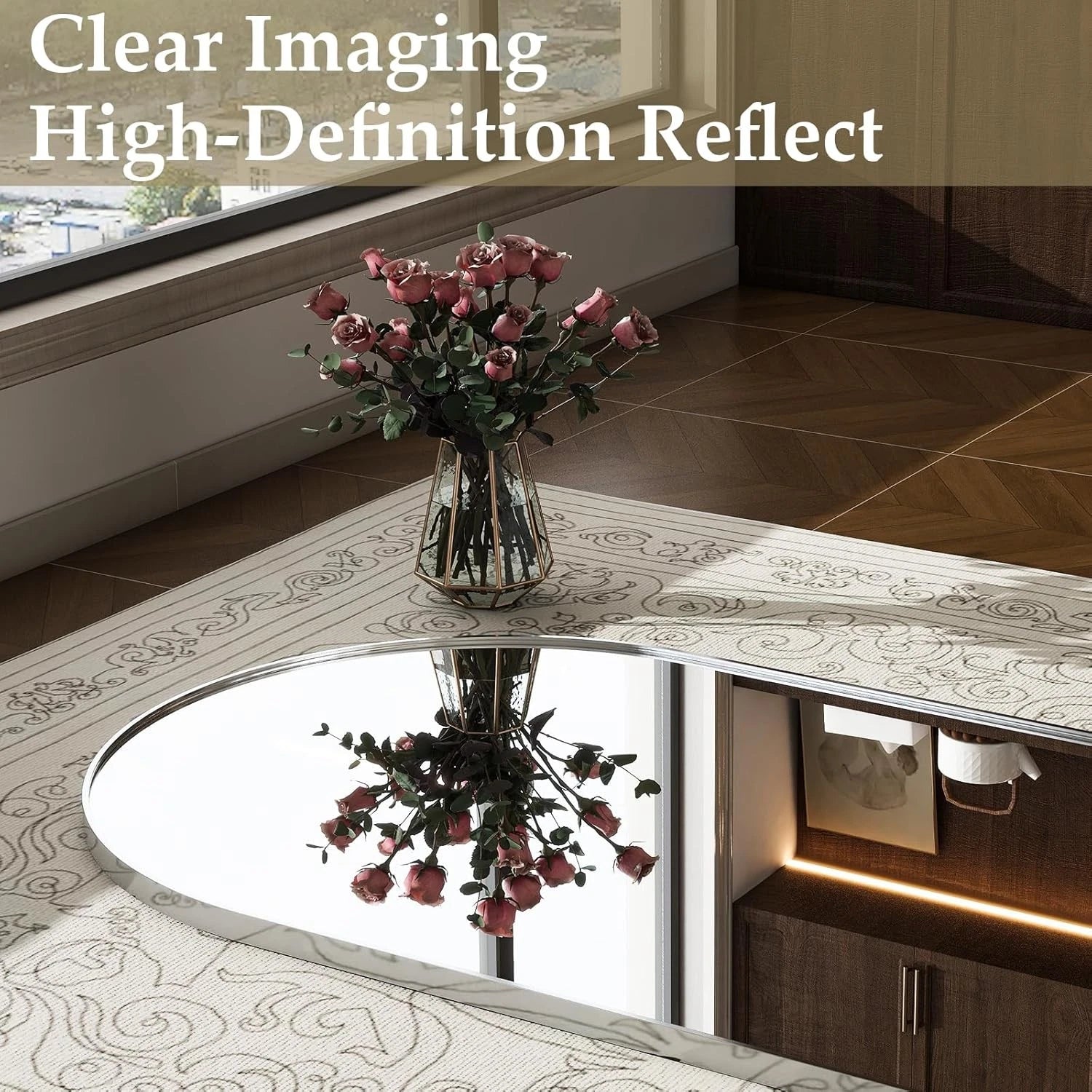 57"x20" Arched Full Length Mirror - Wall Mounted/Floor Mirror Full Body Mirrors 07FC0E-D4 - KOEEK