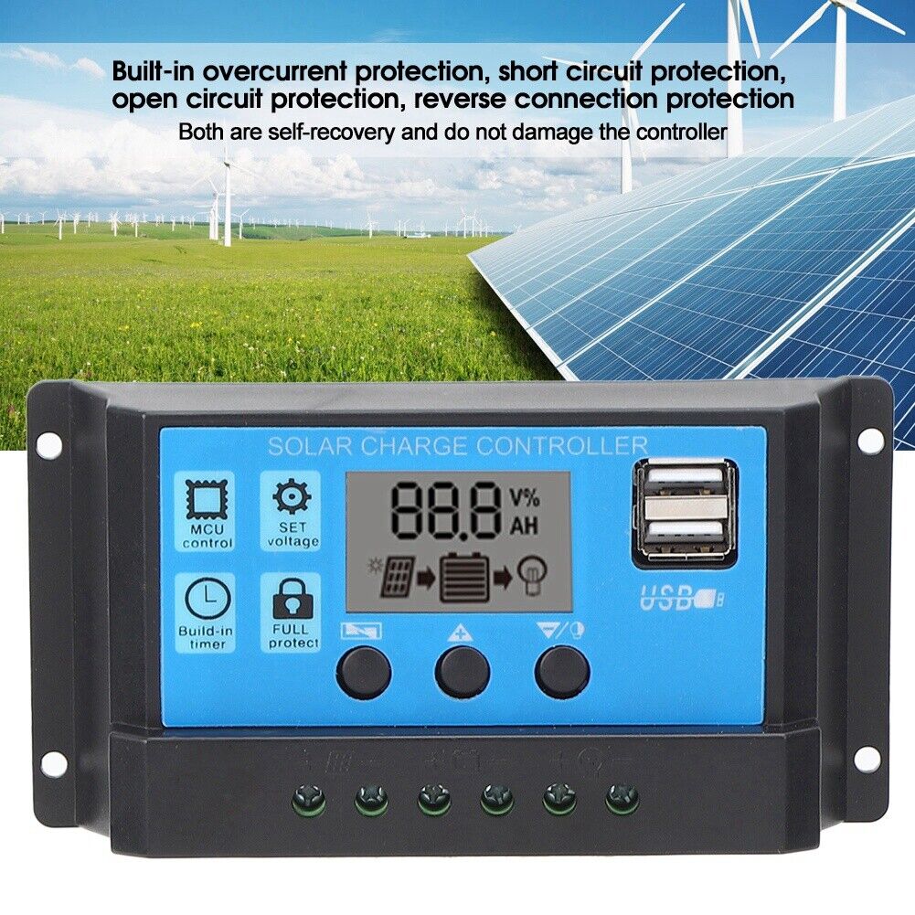 new (30A) Solar Energy PWM Controllers 24V Auto Switch LCD Intelligent koeek - KOEEK