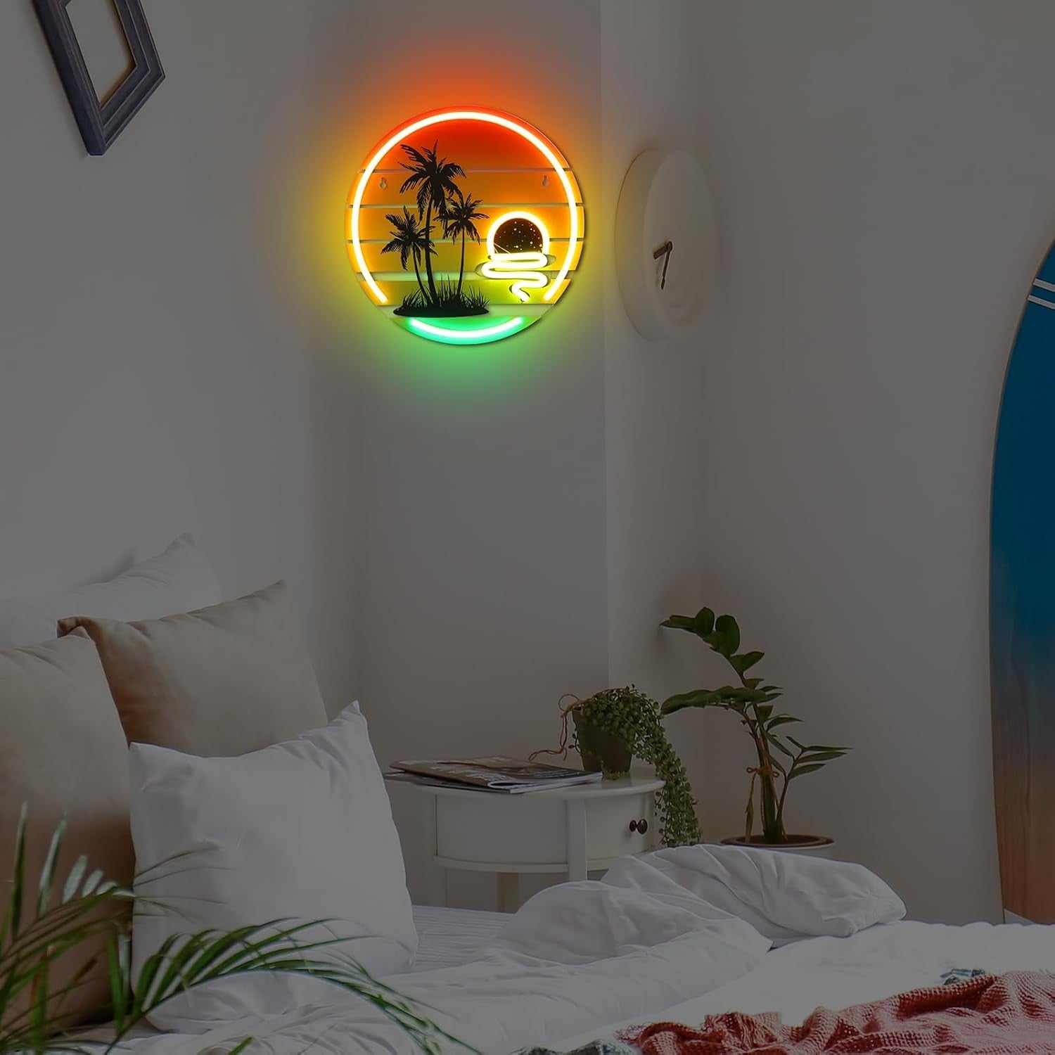 new Palm Tree Sunset Neon Sign Light for Wall Yellow, Orange, Multicolor 07FC0E-D4 - KOEEK
