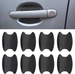 new 8PCS Carbon Fiber Waterproof Non-Marking Car Door Handle Sticker, Black 07FC0E-D4 - KOEEK