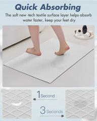 Ultra-thin bathroom mat (16 inches × 24 inches, white) 07FC0E-D4 - KOEEK