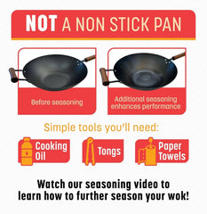 Classic Series 9.5-Inch Preseasoned Carbon Steel Stir Fry Pan 07FC0E-D4 - KOEEK