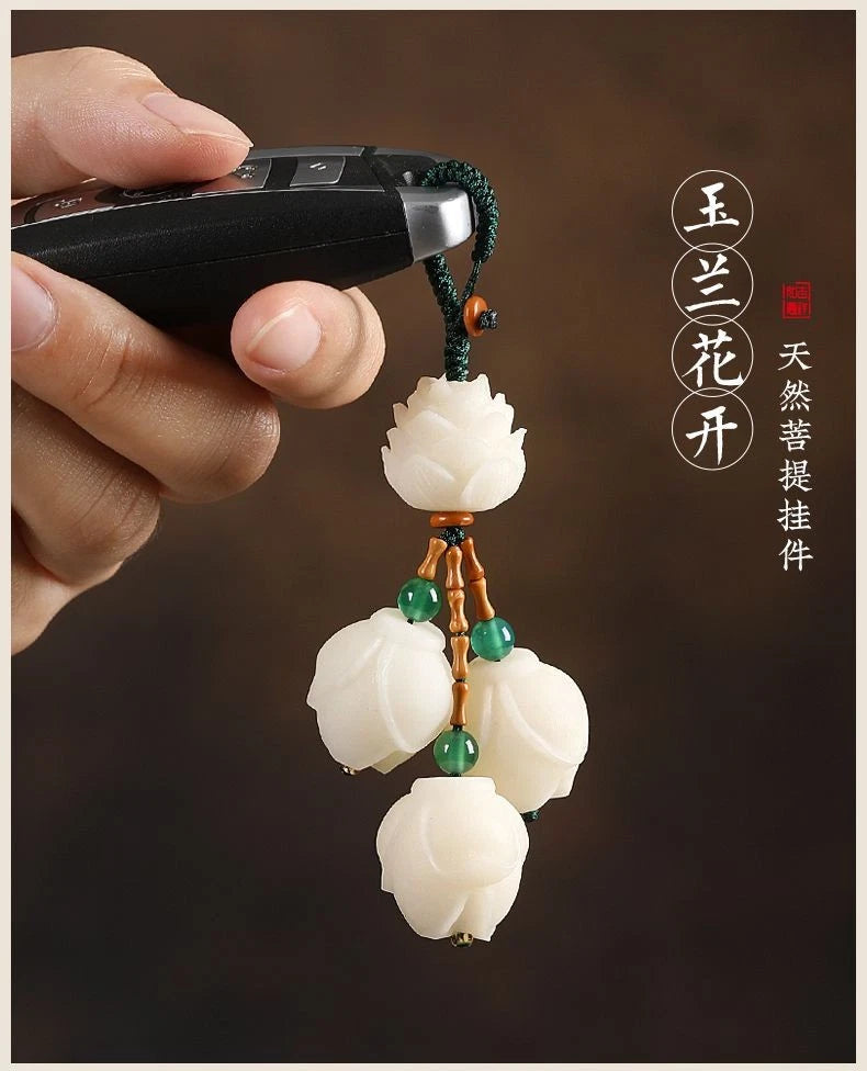 Bodhi Root Magnolia Flower Keychain Chinese Style Car Keychain Couples Pendant 07FC0E-D4 - KOEEK