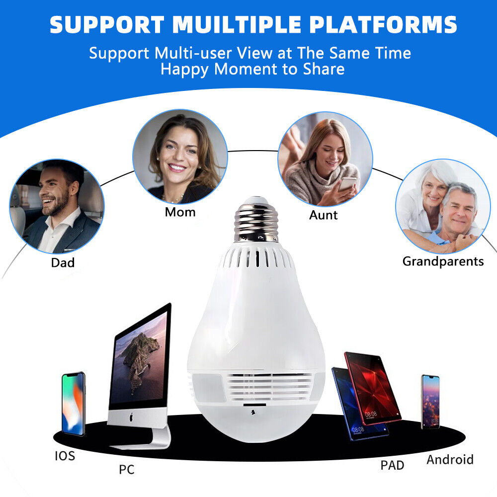 nye Camara De Seguridad WIFI Espia Oculta Forma De Bombilla Para Ver En El Celular