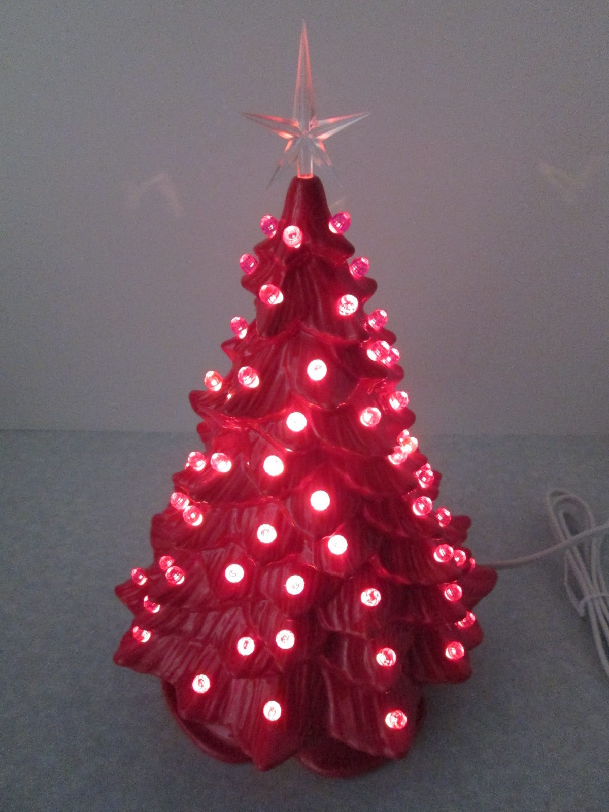 "Red Glazed  Ceramic Christmas Tree"  ly Made/ Extra Lights 07FC0E-D4 - KOEEK