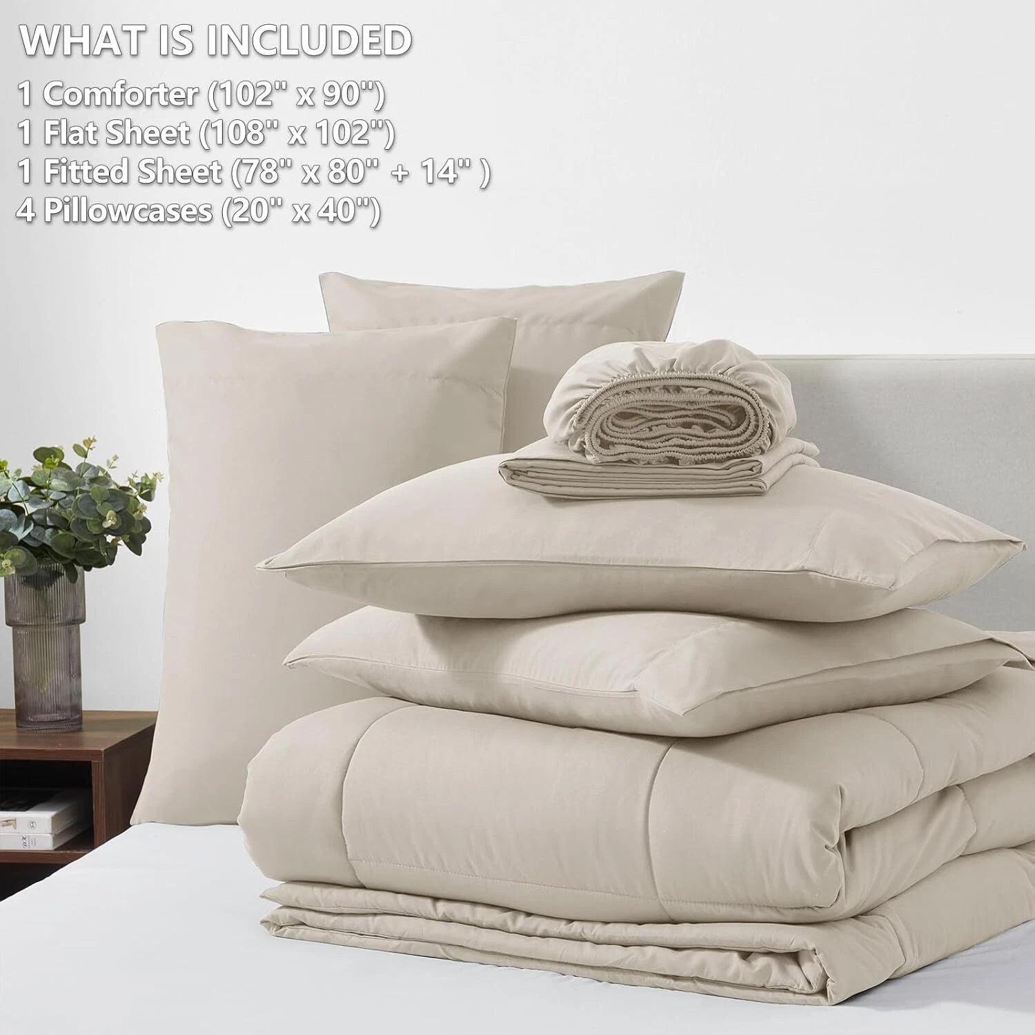 Beige Comforter Set King Size 7 Piece Set with Seasonal Duvet Cover 07FC0E-D4 - KOEEK
