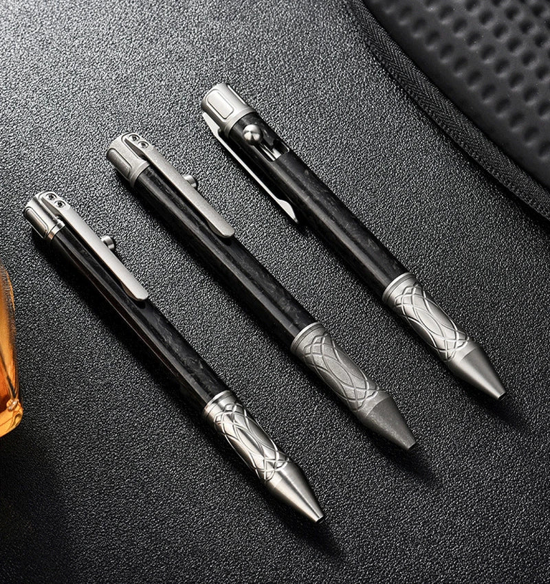 Titanium Carbon Fiber Pocket Ballpoint Pen Working Signature Pen Outdoor EDC 07FC0E-D4 - KOEEK