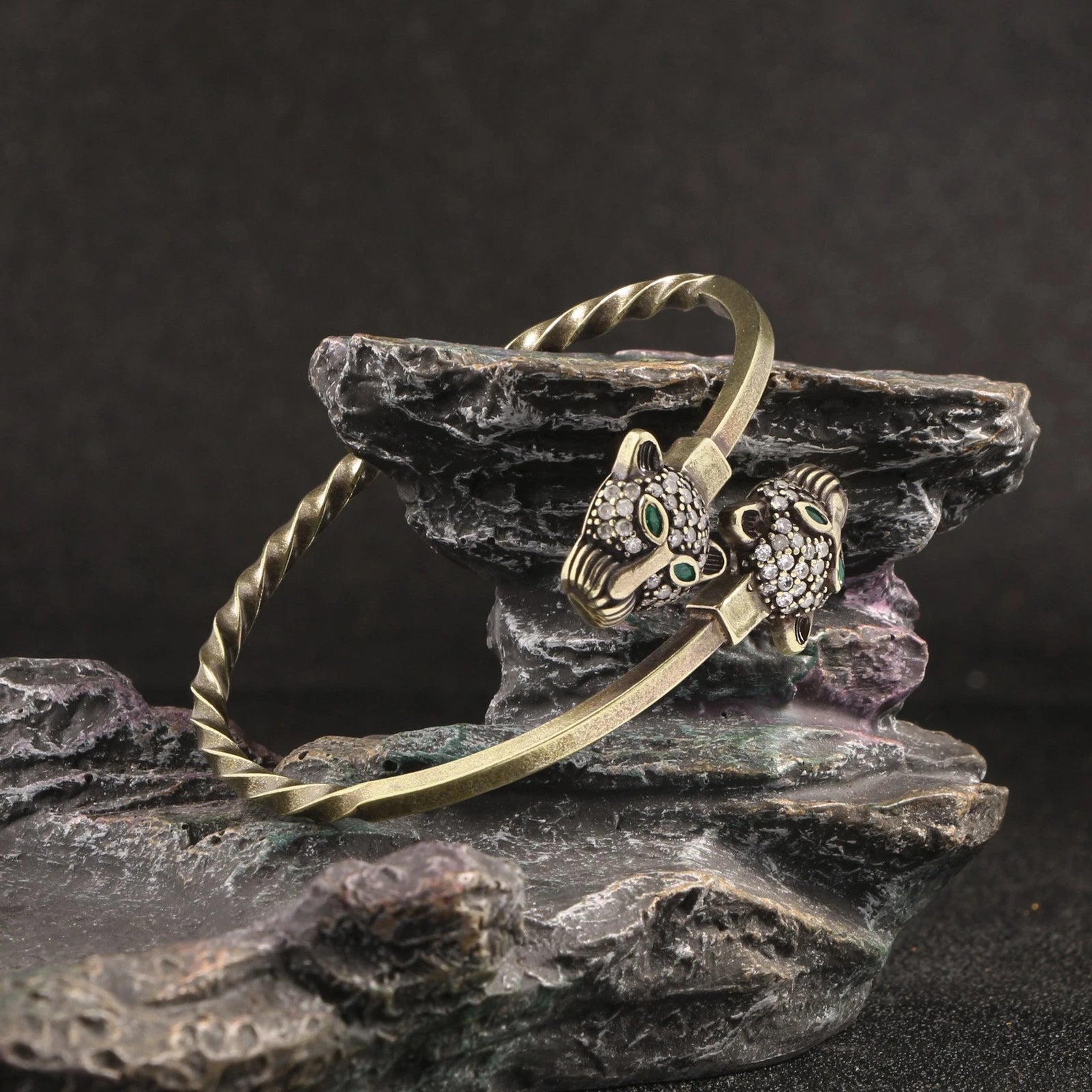 Trendy Rhinestone Brass Bangle Men Women Jewelry Fashion Handmade Bracelet 07FC0E-D4 - KOEEK