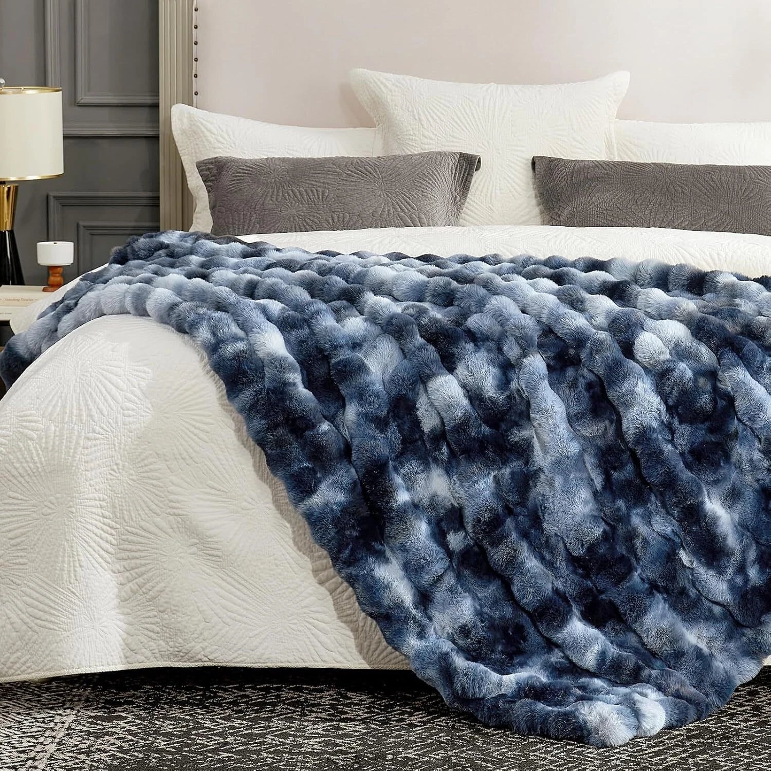 Artificial Wool Carpet for Sofa, Sofa, Shaggy Pile Thick Bubble Blanket 07FC0E-D4 - KOEEK