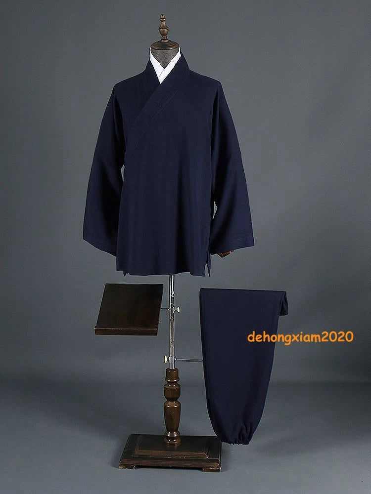 Chinese Style Taoist Costume Diagonal Collar Robe Cotton Linen Kung Fu Outfit 07FC0E-D4 - KOEEK