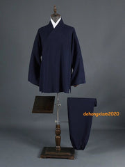 Chinese Style Taoist Costume Diagonal Collar Robe Cotton Linen Kung Fu Outfit 07FC0E-D4 - KOEEK