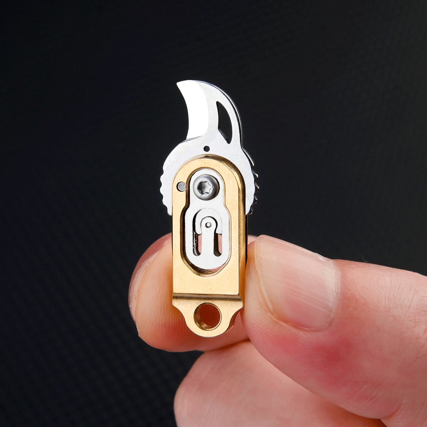Mini Brass Keychain Outdoor Camping Tool Folding Knife Cutter EDC Pocket Knife 07FC0E-D4 - KOEEK
