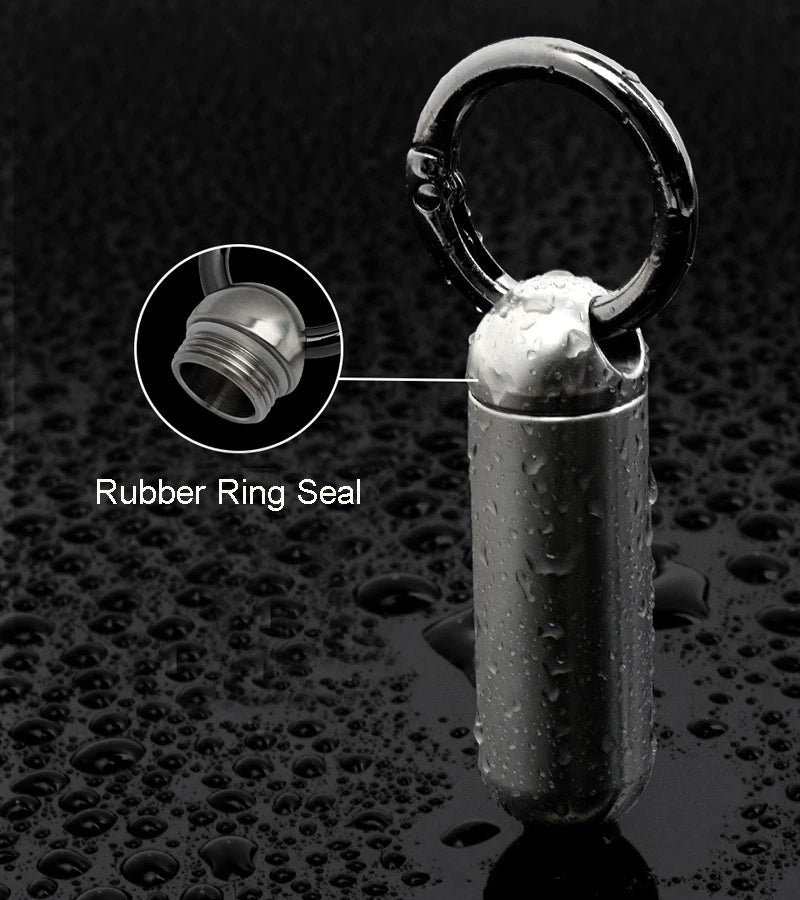 Titanium Pill Holder Container Organizer Case Waterproof Box Portable Keychain 07FC0E-D4 - KOEEK