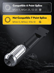 new MIKKUPPA 6 Point Spline Lug Nuts Tuner Socket Key Tool, 6 Spline, Black MIKKUPPA - KOEEK