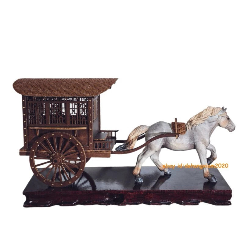 1/25 Ancient Chinese Qin Han Dynasty Carriage Wooden Model DIY Toy Collectible 07FC0E-D4 - KOEEK