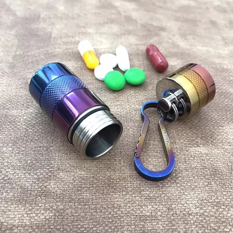 Titanium Portable Waterproof Storage Pill Case Box Capsule Seal Container Tank 07FC0E-D4 - KOEEK
