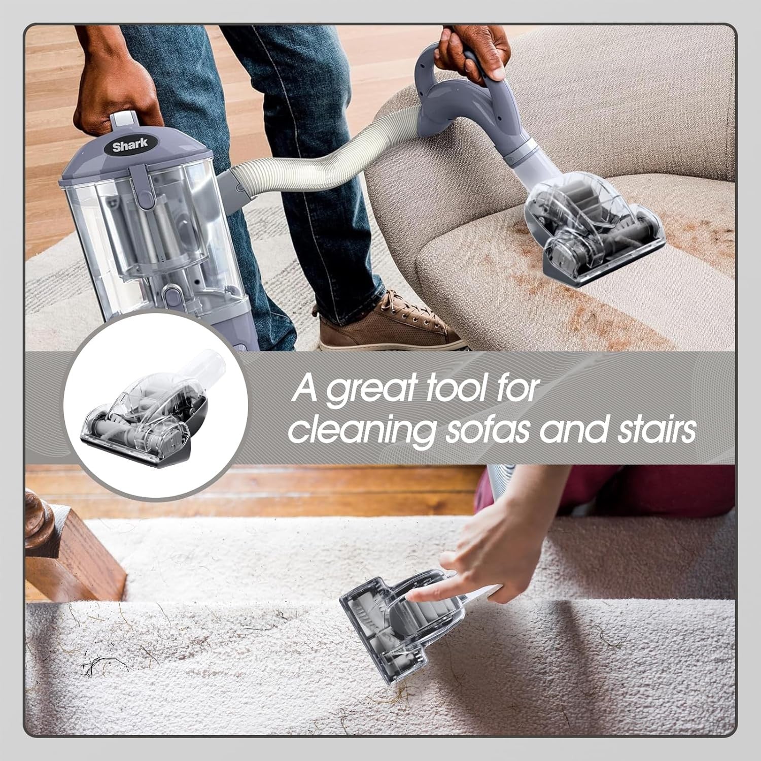 new Upgraded Pet Hair Power Brush Tool Attachment 7.28 x 4.92 x 2.95 inch, Gray 07FC0E-D4 - KOEEK